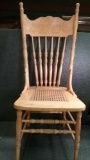 Vintage Oak Pressed Back Cane seat Chair