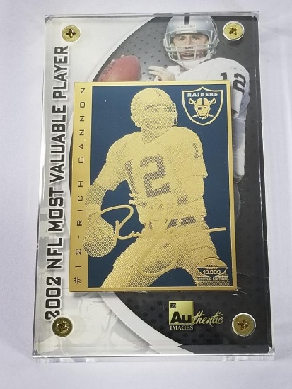 2002 NFL MVP Rich Gannon 24K Gold Metal Collectible Limited Edition
