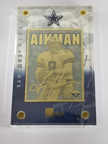 1998 NFL Dallas Cowboy Troy Aikman 24K Gold Metal Collectible Card Limited Edition Number 439 of 750