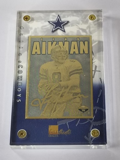 1998 NFL Dallas Cowboy Troy Aikman 24K Gold Metal Collectible Card Limited Edition Number 486 of 750