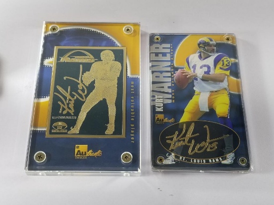 2000 NFL Kurt Warner 24K Gold Metal and 24k Signature Collectible 2-Card Set