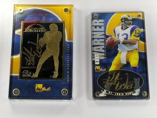 2000 NFL Kurt Warner 24K Gold Metal and 24k Signature Collectible 2-Card Set