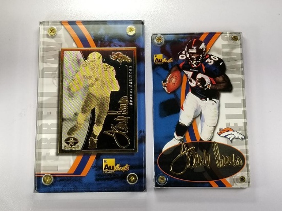 1999 NFL Terrell Davis 24K Gold Metal and 24k Signature Collectible 2-Card Set