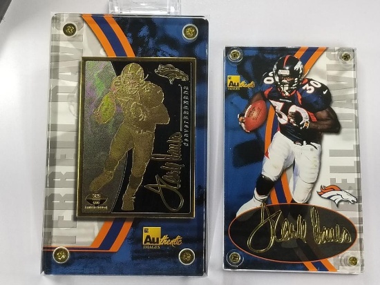 1999 NFL Terrell Davis 24K Gold Metal and 24k Signature Collectible Card Limited Edition Set