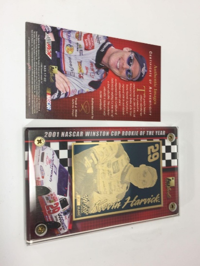 2002 Kevin Harvick 24k Gold Metal Collectible card Winston Cup RoY Limited Edition