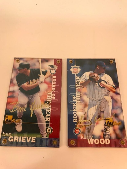 1998 Kerry Wood NL ROY Gold Signature & Ben Grieve AL ROY Gold Signature 2-Card Set