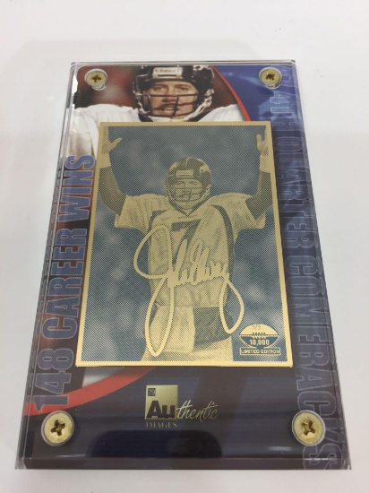 2001 NFL John Elway Career 24k Gold Metal Card Limited Edition 929/10000 w/ CoA