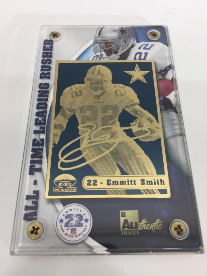 2002 NFL Emmitt Smith 24k Gold All Time Leading Rusher Limited Edition 3421/10000 w/ CoA