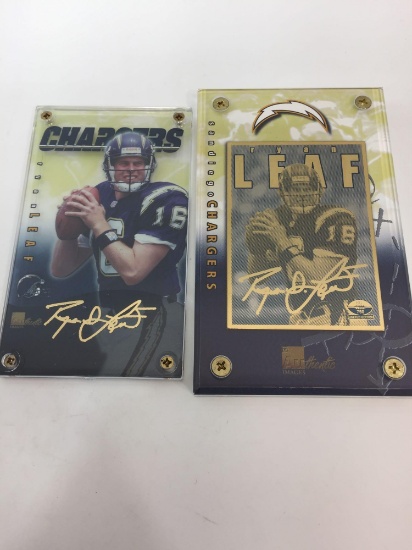 1998 NFL Ryan Leaf Rookie Card 24k Gold Metal Card #86 & 24k Gold Signature Card #561 2-Card Set