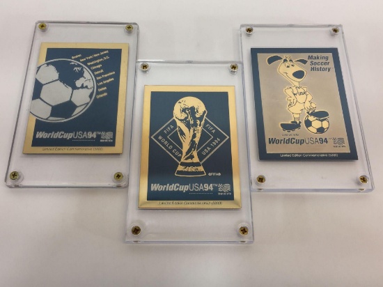 FIFA World Cup USA 1994 Limited Edition 24k Gold & Silver Collectible 3-Cards Set-- Prouction PROOF