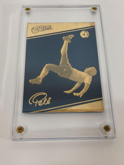 Pele Reverse Kick Soccer Shots Limited Edition 24k Gold Card Production Proof