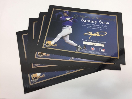 MLB Sammy Sosa 66th Home Run - 24k Gold Signature STANDEE Collectible - LE 9, 21, 62 and 66