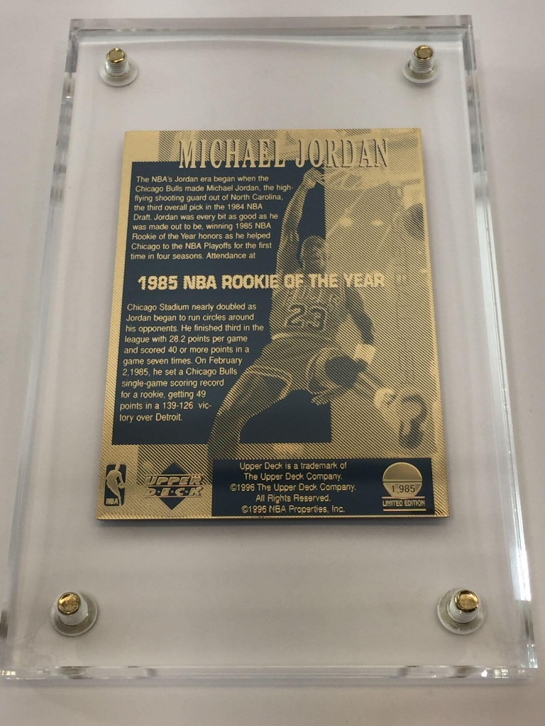 1996 Upper Deck Michael Jordan 1985 NBA RoY 24k Gold Limited Edition Card  Production PROOF | Art, Antiques & Collectibles Collectibles Sports  Memorabilia Sports Cards | Online Auctions | Proxibid