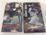 1999 Sammy Sosa Super Heroes Gold Sig & 66 Home Runs Gold Stars Sig 2-card Set