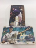 MLB 1999 Randy Johnson Gold Signature & 2001 World Series MVP Gold Signature 2-card Set