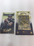 1998 NFL Ryan Leaf Rookie Card 24k Gold Metal Card #88 & 24k Gold Signature Card #670 2-Card Set