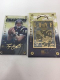 1998 NFL Ryan Leaf Rookie Card 24k Gold Metal Card #86 & 24k Gold Signature Card #561 2-Card Set