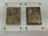 NBA Michael Jordan Career & 1985 RoY 24k Gold 2-Card Production Proof Set