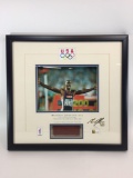 Atlanta 1996 Olympic Gold Medalist Michael Johnson USA - 19x20in Framed 24k Gold Sig Photo