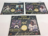 NFL 1993 QBs Dan Marino & Bob Griese Spectrum 24k Gold Signature Tribute Sheets - Set of 3 - LE