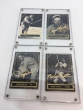 MLB Spectrum Babe Ruth, Dizzy Dean, Ty Cobb, Rogers Hornsby 24k Gold Signature 4-Card Set