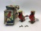 Set of 2 Vintage Wind-Up Jumping Parrot Metal Toys in Original Boxes