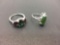 Lot of 2 Silver Rings w/ Green Gemstones