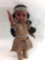 Doll of Native American Girl in Leather Dress 12in Tall