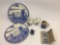 Assorted Blue & White Ceramics, Pre-WWII Japanese Mug, Delft Blue Windmill, Vernon Kilns Plates, etc
