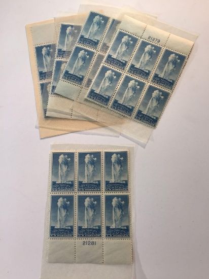 US Postage 1934 5 cent Yellowstone Stamps - 5 sheets of 6