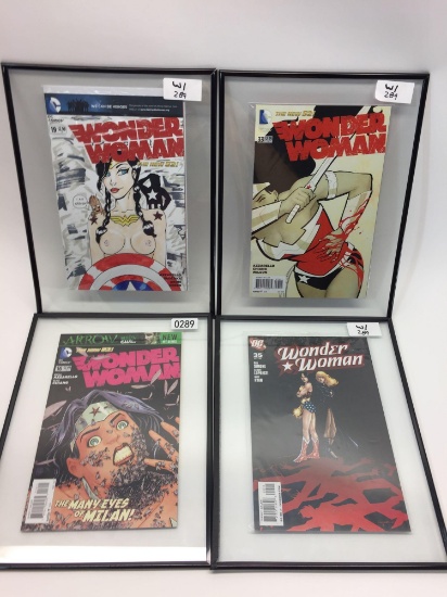 Set of 4 Framed Wonder Woman Comic Books - Each 13in x 10in