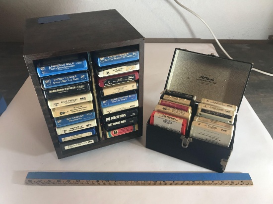 8 Track Tapes In Box and Stand 46 Units