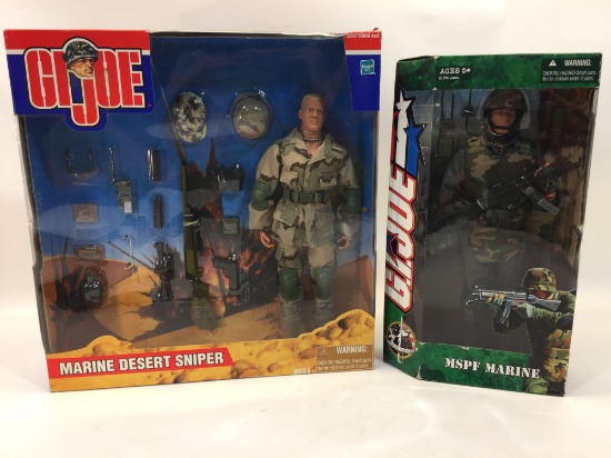 Lot of 2 G.I.JOE Action Figures - MSPF Marine & Marine Desert Sniper - roughly 12in tall