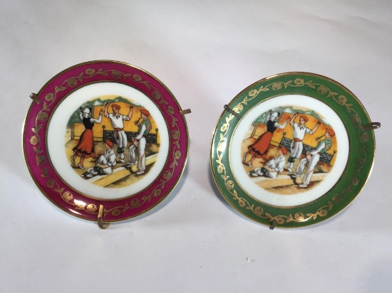 Lot of 2 Limoges Authentique French Ceramic Plates - rack 3.5in wide
