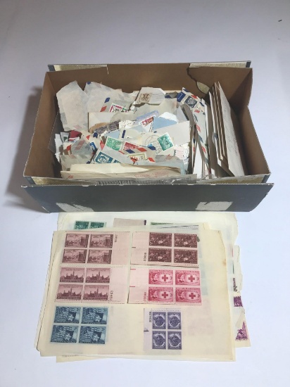 Box Full of Vintage Stamps Unused Blocks