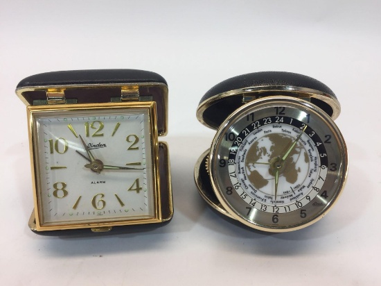 Lot of 2 Collapsable Clocks / Pocket Watches