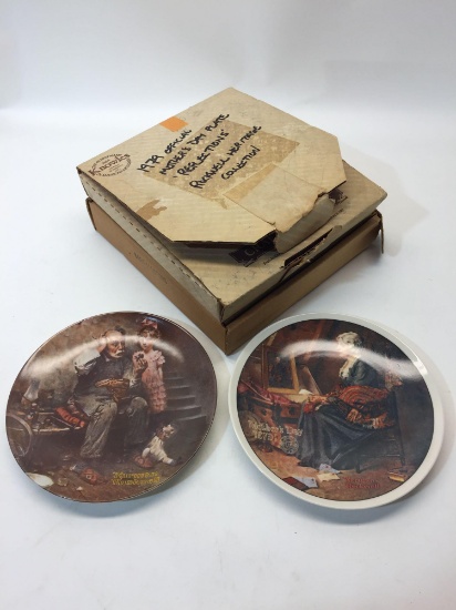 Edwin M. Knowles China Co. - Rockwell Society of America - Lot of 2 Limited Edition Ceramic Plates