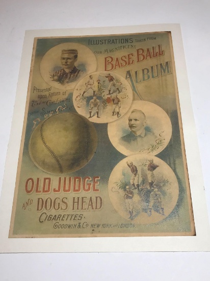 Old Judge Dogs Head Cigarettes Baseball Advertising