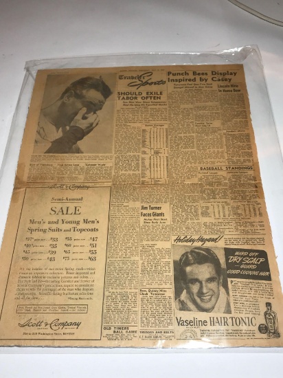 July 5th 1939 Newspaper Lou Gehrig Retirement