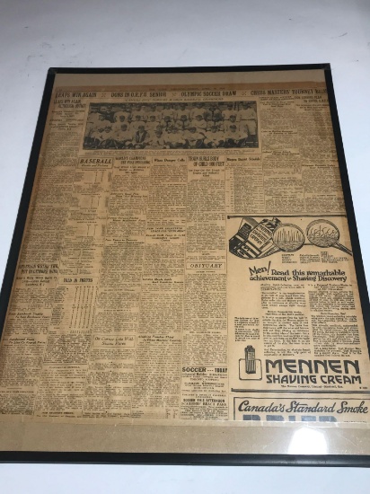 1924 Newspaper New York Yankees Team Photo Framed