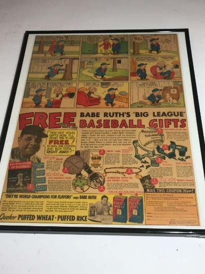 1935 Newspaper Comic Strip Babe Ruth Baseball Gifts Framed