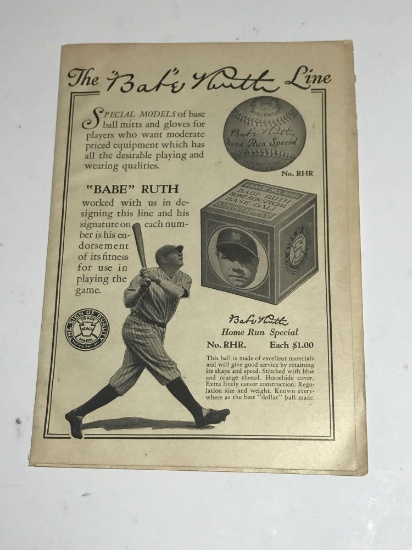The Babe Ruth Line Brochure 1920s-1930s