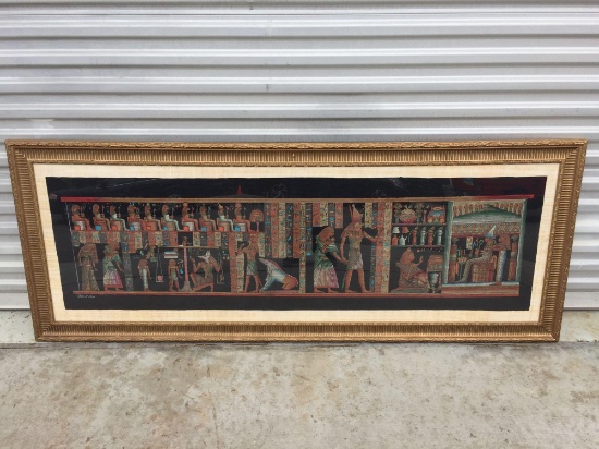 Framed Papyrus Artwork 2.5ft Tall 6.5 Wide - Egyptian Book of The Dead by Adel Ghabour Awad
