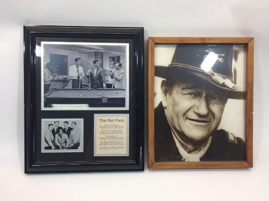 Framed Rat Pack & John Wayne Pictures 16x13in