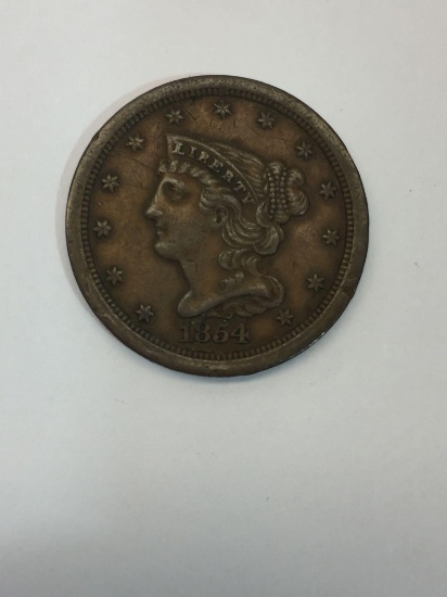United States 1854 Braided Half Cent Coin