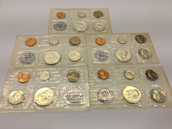 Treasury Department United States Mint Philadelphia - Coin Proof Sets 1955, 1956, 1957, 1958, 1959