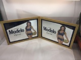 Set of 2 Framed Cerveza Modelo Especial Mirrors - Each is 21in x 27in