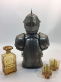 Armored Knight Bar Fixture - Holds 1 Glass Bottle & 6 Shotglasses