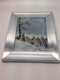 Framed Signed Enamel On Porcelain Artwork by Max Karp