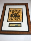 The Beatles Shea Stadium Poster Ticket Framed 1965
